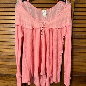 Free People Pink Long Sleeve Top